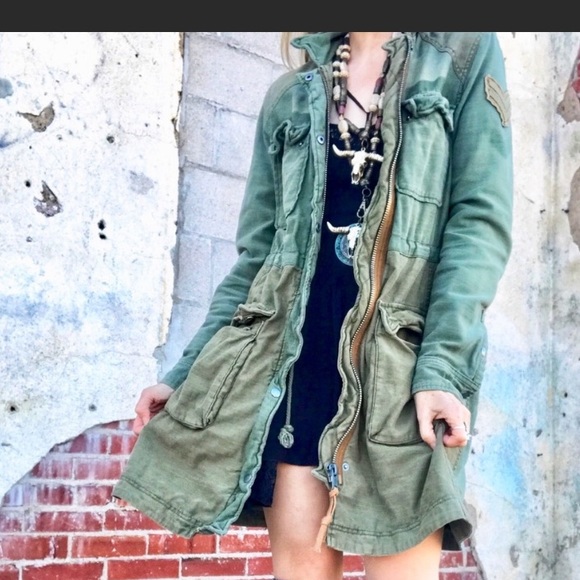 Free People Colorblock Military Parka 